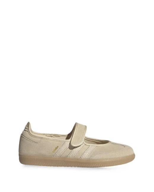 Adidas White Samba Touch-Strap Ballet Flats