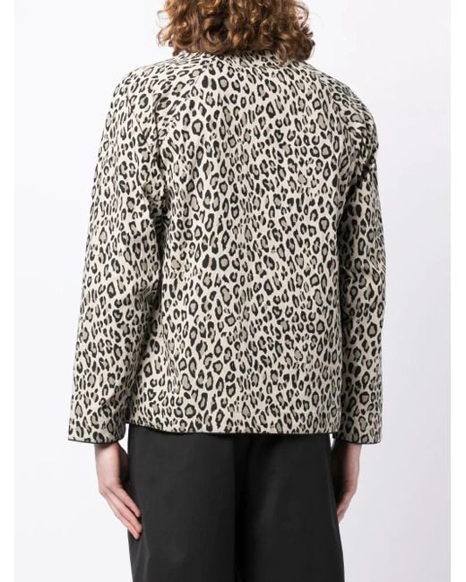 Clot Black Leopard-Print V-Neck Shirt for men