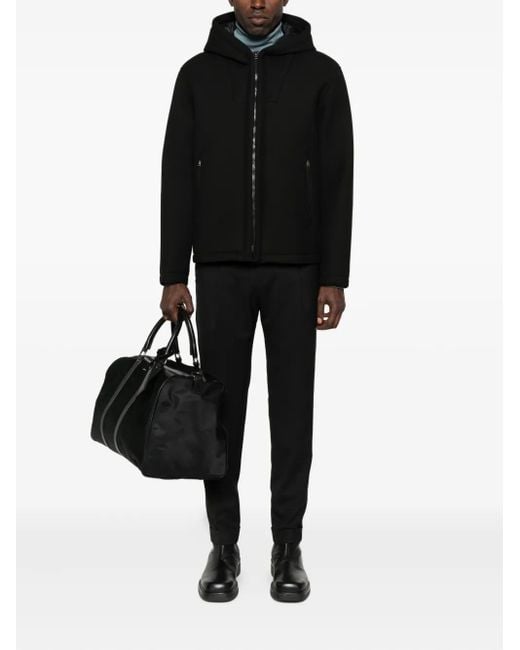 Herno Black Hooded Zip-Front Jacket for men