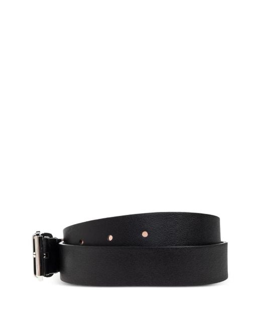 DSquared² White Square-Buckle Leather Belt for men