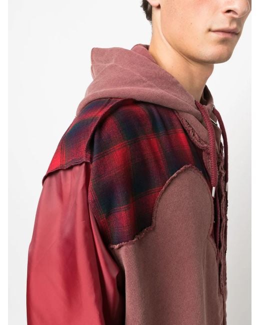 Maison Margiela X Pendleton Hoodie Met Rits En Detail in het Red voor heren