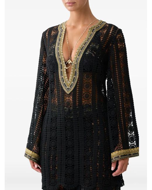 Camilla Black Lace Deep V-Neck Tunic