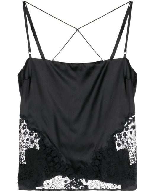Tom Ford Black Lace-Detail Sleeveless Satin Top