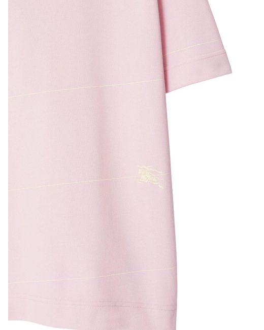 Burberry Pink Equestrian Knight Striped Polo Shirt for men