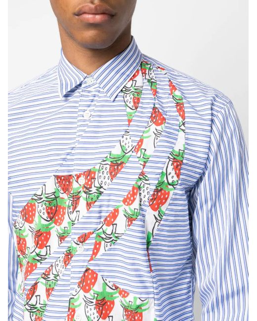 Comme des Garçons Blue Graphic-Print Cotton Shirt for men