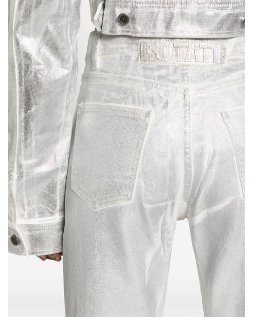 ROTATE BIRGER CHRISTENSEN Gray Gerade Jeans in Metallic-Optik