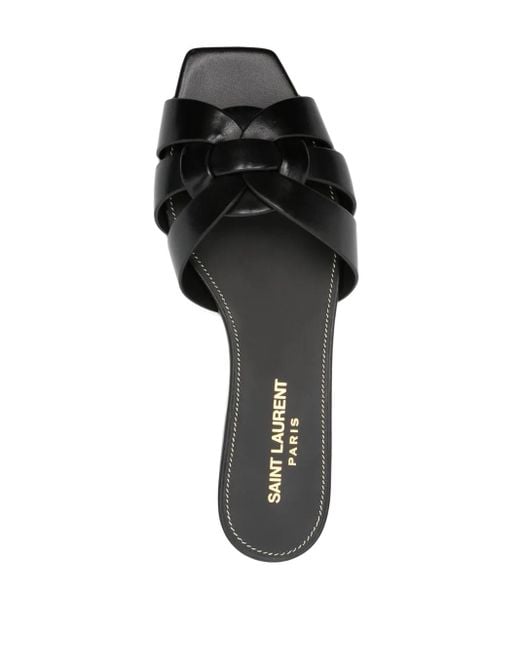 Saint Laurent Black Tribute Flat Sandals