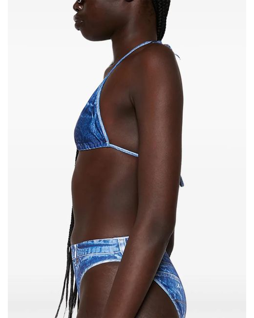 Balenciaga Blue Trompe L'Oeil Bikini Im Jeans-Look