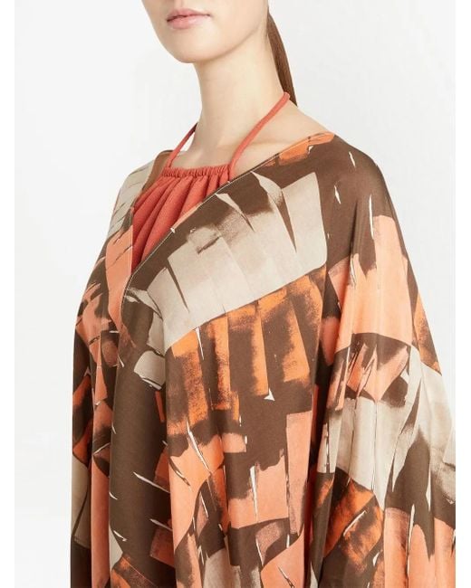 Ferragamo Orange Robe De Plage À Imprimé Palm