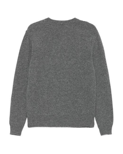 Herno Gray Logo-Embossed Crew-Neck Sweater for men