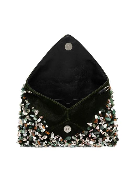Dries Van Noten Envelope Mini-Tas Verfraaid Met Stenen in het Black