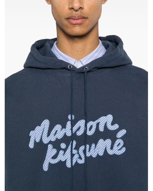Maison Kitsuné Hoodie Met Logopatch in het Blue voor heren