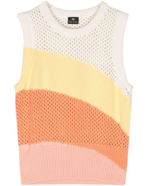 PS by Paul Smith Natural Striped Cotton Knitted Top