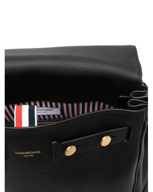 Thom Browne Black Bolton Pebbled-Leather Push-Lock Backpack for men