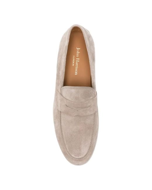 JOHN HARRISON White Suede Loafers for men