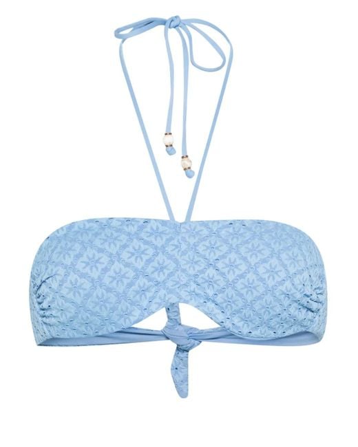 Twinset Blue Openwork Bikini Top