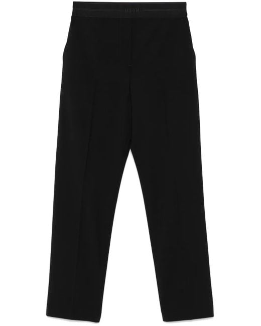 MSGM Black Straight-Leg Trousers