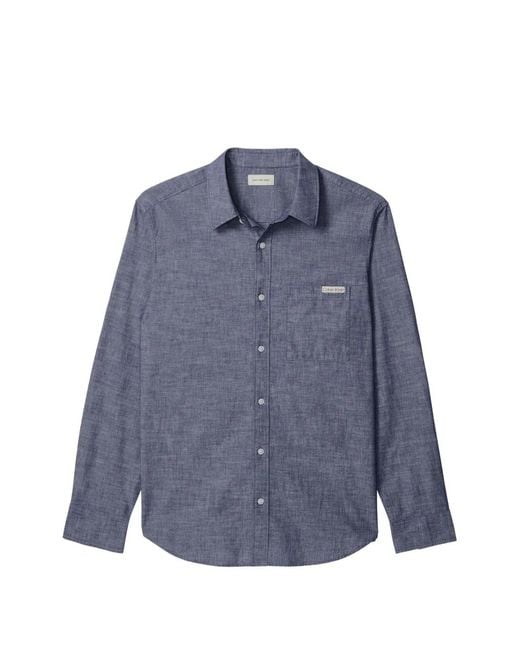 Calvin Klein Blue Logo-Patch Chest-Pocket Shirt for men
