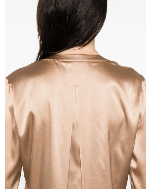 Purotatto Blue V-Neck Buttoned Blouse