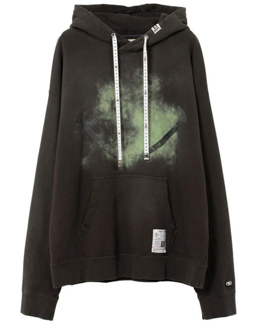 Maison Mihara Yasuhiro Black Smiely Face-Print Distressed Hoodie for men