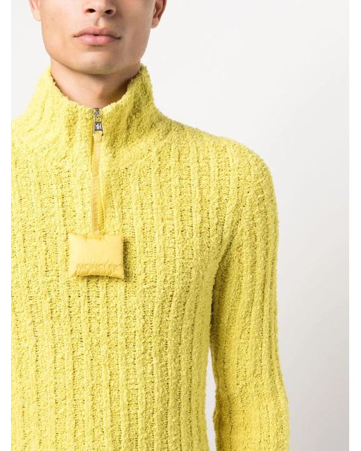 Moncler Yellow Ribbed High Neck Jumper for men