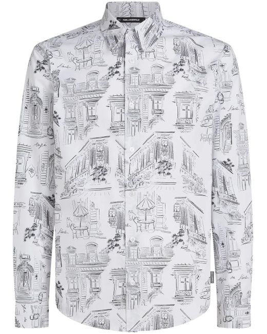メンズ Karl Lagerfeld X Jorge Parra プリント シャツ Gray