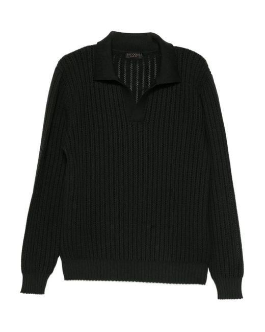 Dell'Oglio Black Polo-Collar Sweater for men