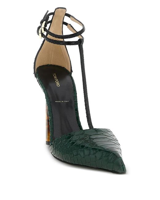 Tom Ford Green Snake-Effect Leather Pumps