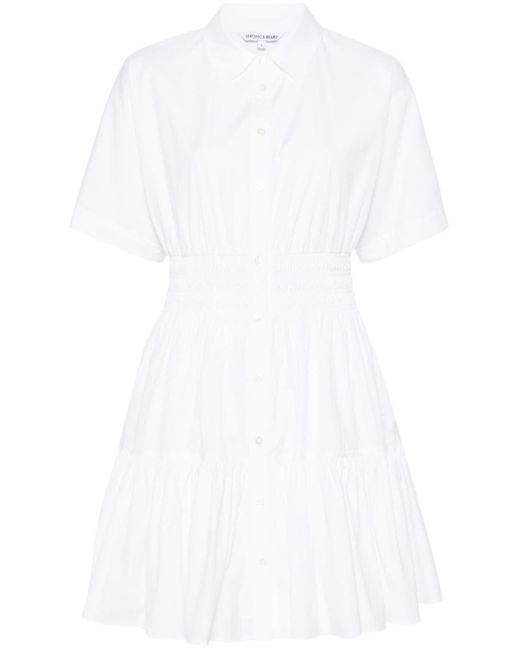 Veronica Beard Greta Tiered Shirtdress White