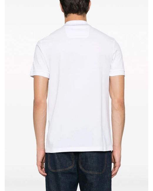 Boss White Cotton-Piqué Slim-Fit Polo Shirt With Collar Stripe for men