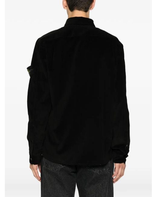 Stone Island Black Patch-Pocket Overshirt for men