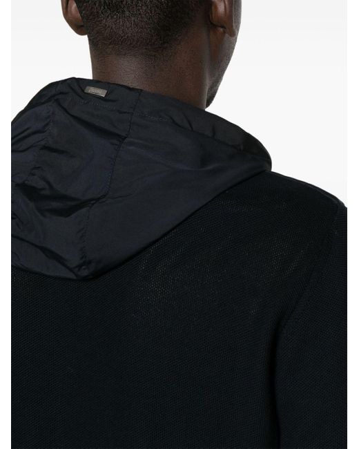 Herno Black Contrast-panel Piqué Jacket for men