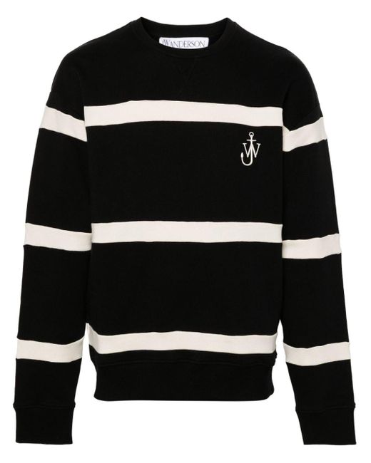 J.W. Anderson Black Logo-embroidered Striped Sweatshirt for men
