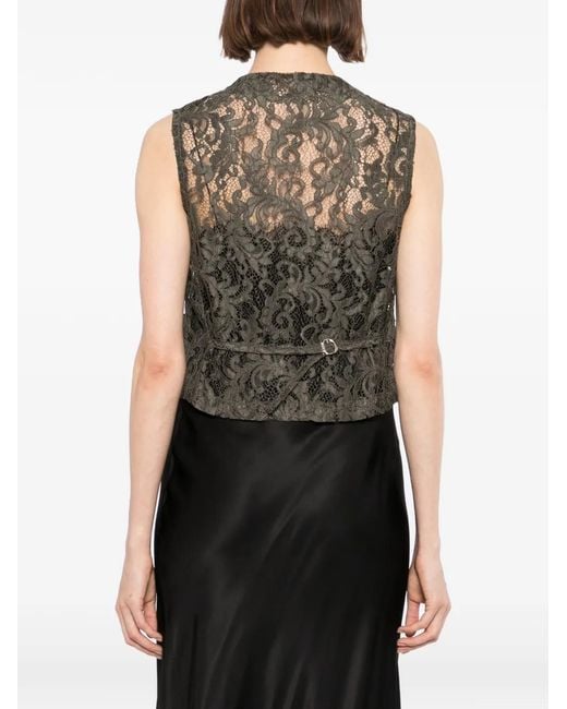 BLAKLACE Gray Lace V-Neck Top