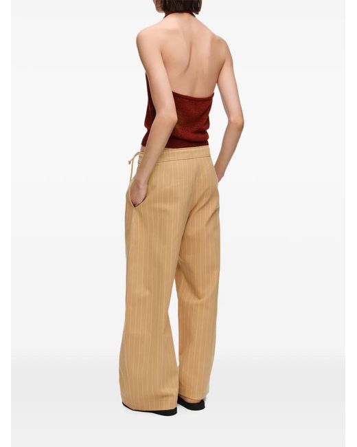 Bimba Y Lola Natural Striped Barrel Trousers