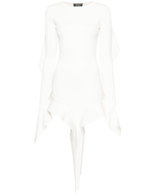 Mugler White Draped-Detail Dress