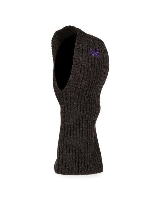 Needles Black Wool Ribbed-Knit Balaclava for men