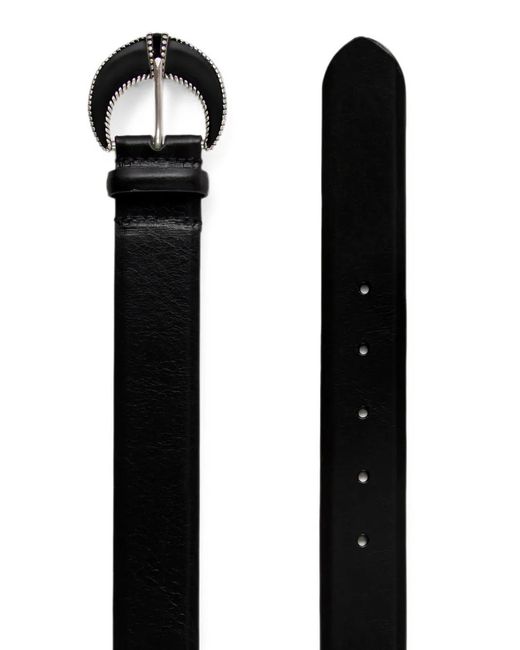 Ba&sh White Engraved-Buckle Leather Belt