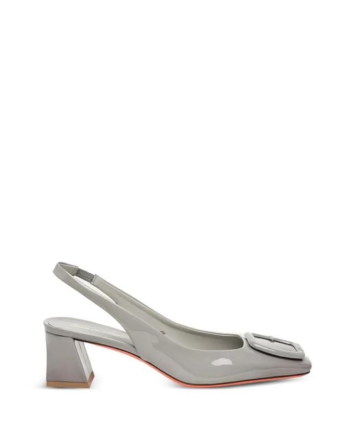 Santoni White Buckle-Detail Pumps
