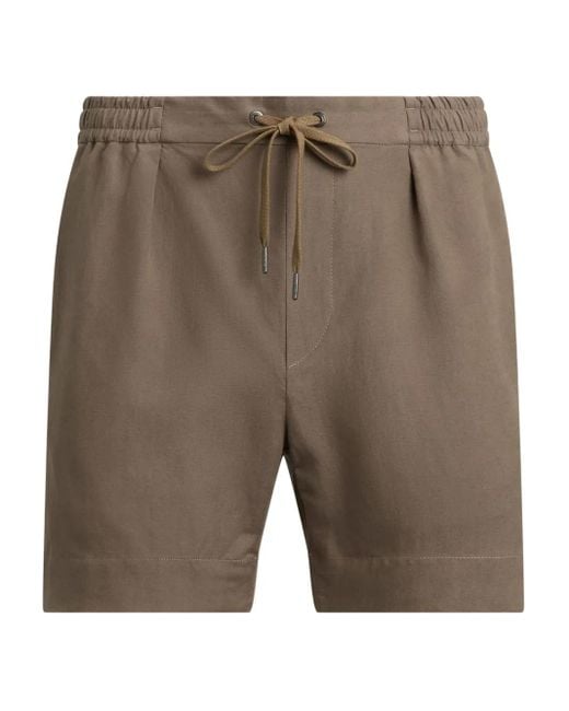 Ralph Lauren Gray Pleated Drawstring Shorts for men