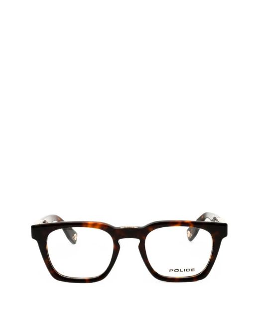 Police Black Tortoiseshell-Effect Rectangle-Frame Glasses for men