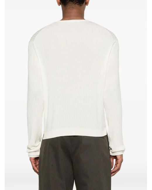 Our Legacy White Ribbed-Knit Henley Top for men