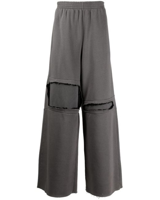 MM6 by Maison Martin Margiela Gray Cut-out Wide-leg Track Pants for men