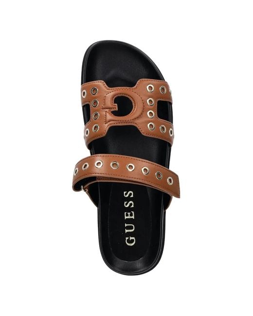 Guess White Eyelet Logo Sandals