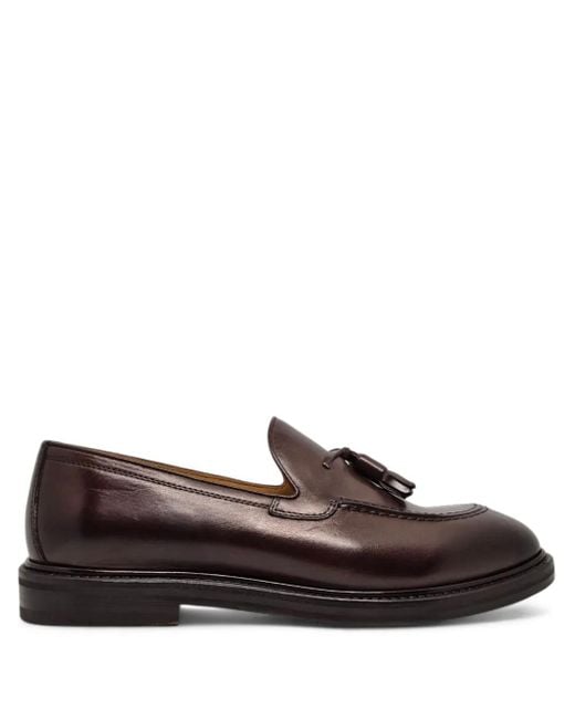 Henderson Brown Tassel-Detail Stitching Loafers for men