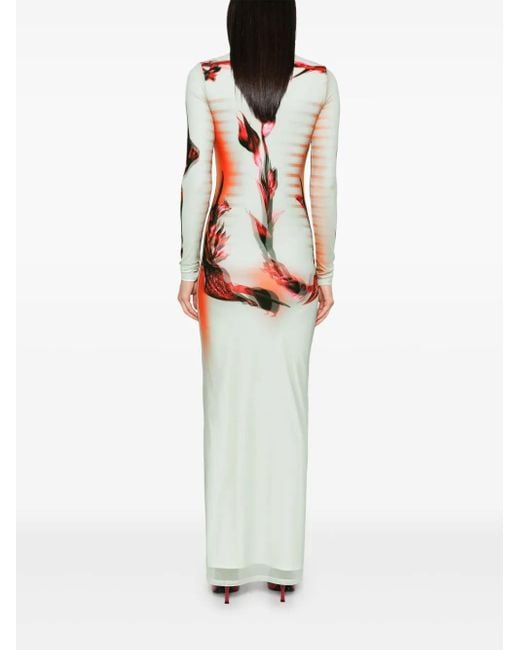 Jean Paul Gaultier Red Body Morphing Mariniere Jersey Maxi Dress
