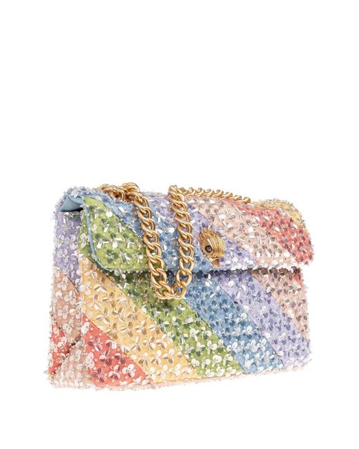 Kurt Geiger White Kensington Sequin-Embellished Shoulder Bag