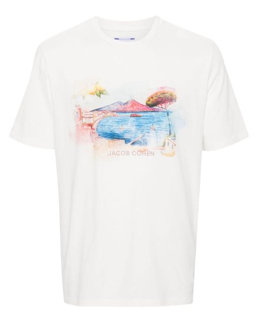 Jacob Cohen White Illustration-print Cotton T-shirt for men
