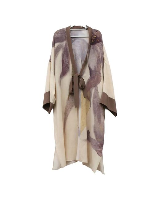 YANGKEHAN Natural Floral-Print Silk Coat