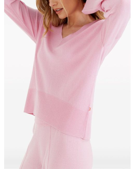 Chinti & Parker Pink V-neck Wool-cashmere Sweater